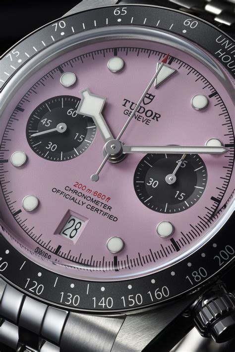 tudor pink chronograph|tudor black bay chrono 79360n.